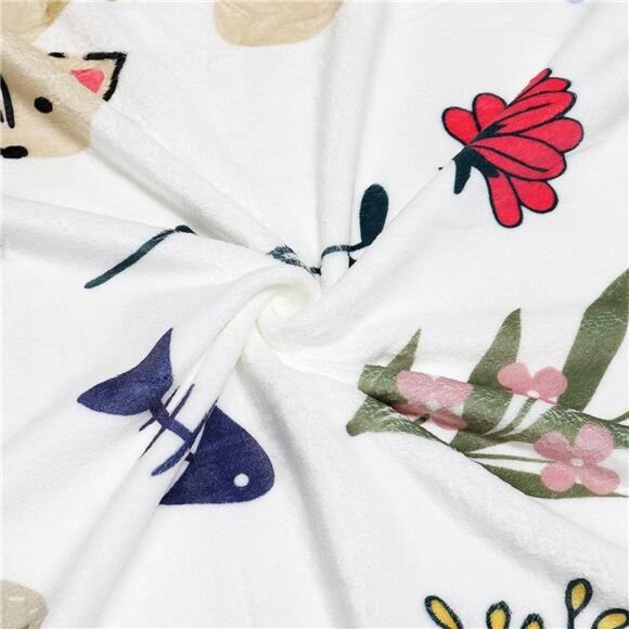 Cat Throw Blanket Floral Plush Fuzzy Cozy Flannel Blanket for Bed Couch 50x60 - Picture 7 of 8